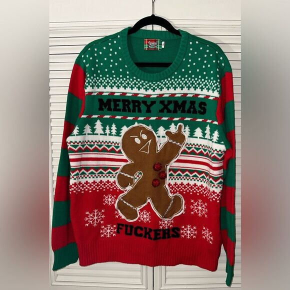Spencer’s Gingerbread LightUp Merry Xmas F*****s Christmas Ugly Sweater Size XXL - Picture 2 of 9